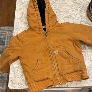 Toddler Carhartt Tan Hooded Fleece Lined Coat